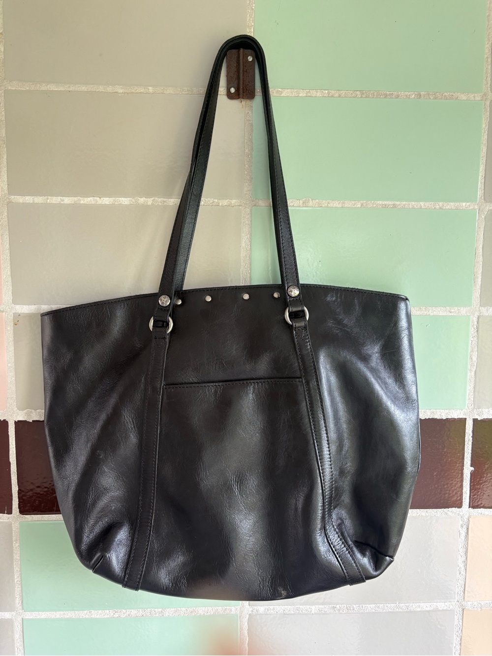 Patricia Nash P28701 Black Studded Leather Tote Bag - Picture 3 of 12